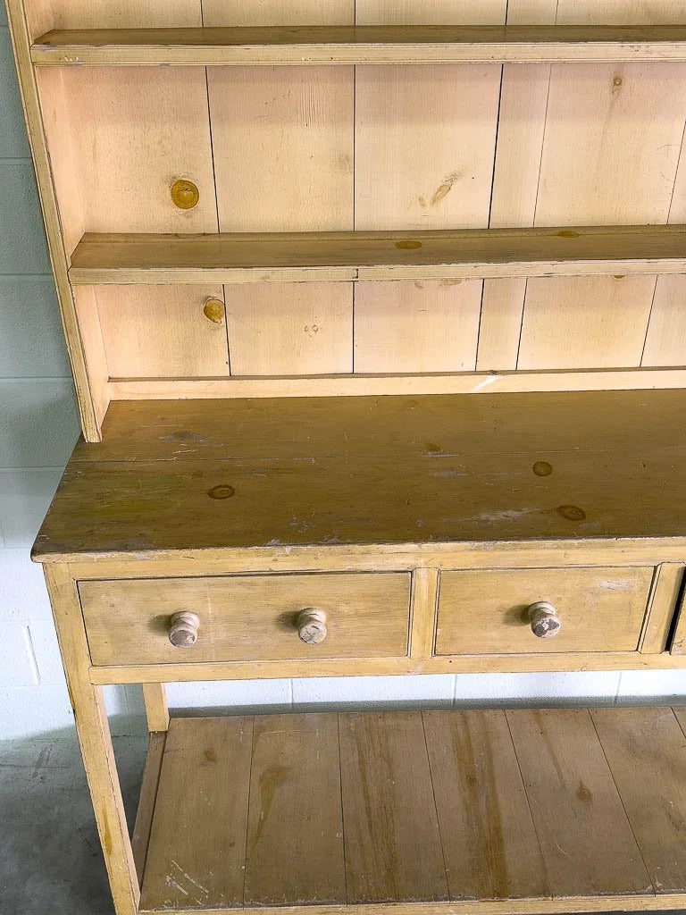Victorian-style pine kitchen dresser in light yellow