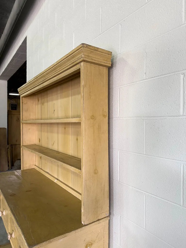 Victorian-style pine kitchen dresser in light yellow