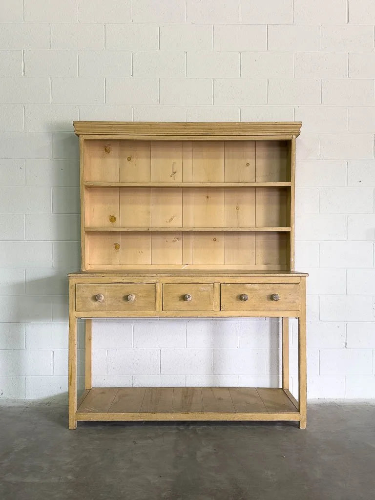Victorian-style pine kitchen dresser in light yellow